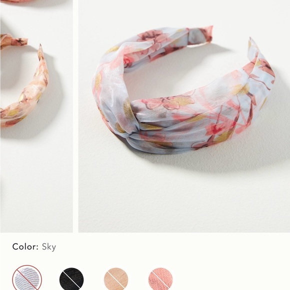 Anthropologie Floral Twist Headband in Light Blue, Pink & Gold NWOT - Picture 2 of 5